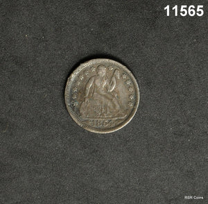 1854 SEATED DIME VF BENT AND SCRATCHED #11565