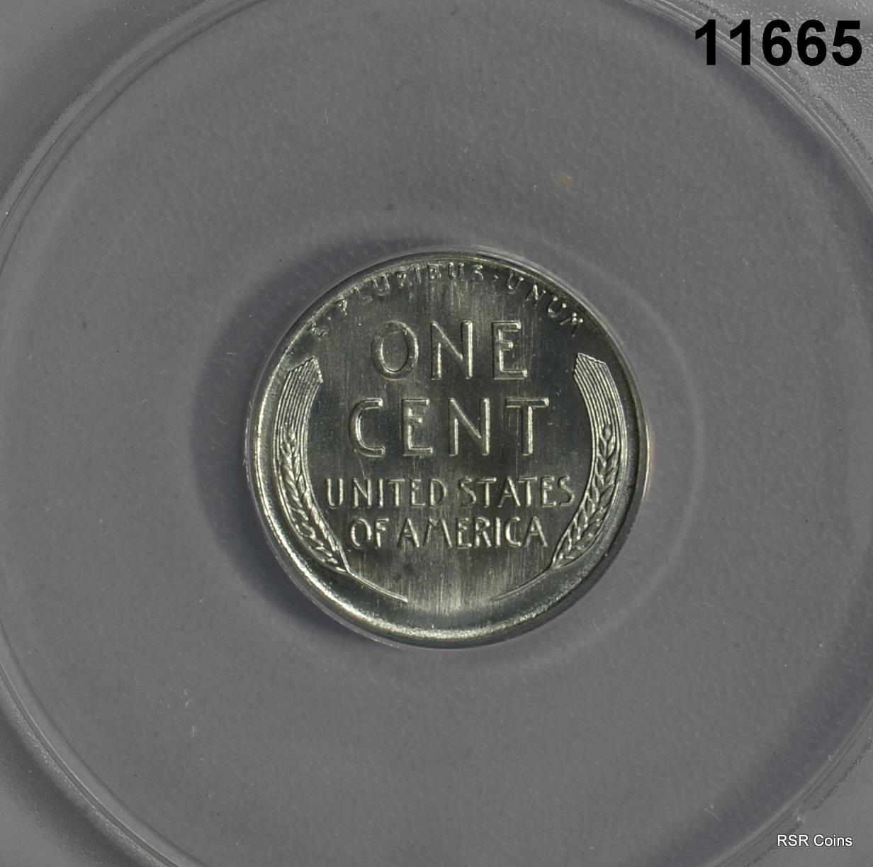 1943 S STEEL LINCOLN WHEAT CENT ANACS CERTIFIED MS67 FLASHY! #11665
