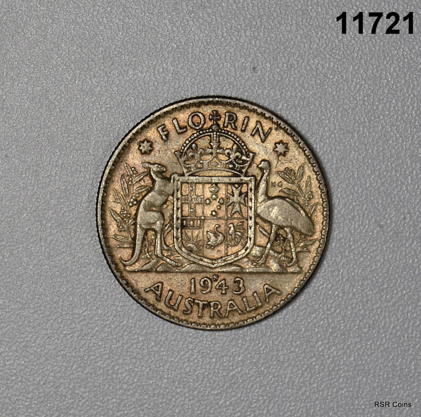 1943 S FLORIN AUSTRAILIA XF+ SILVER COIN! #11721