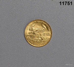 1987 1/10TH OZ $5 US GOLD EAGLE SCARCE! BU #11751