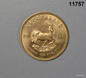1978 1OZ GOLD SOUTH AFRICAN KRUGERRAND 1OZ COIN! BU! #11757