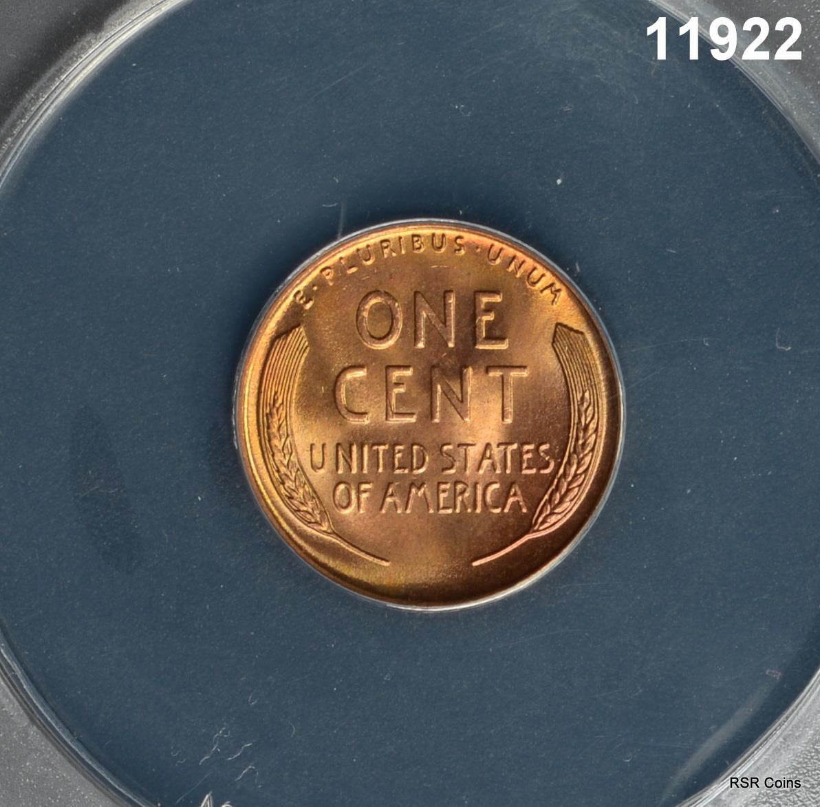 1947 LINCOLN CENT ANACS CERTIFIED MS66 RB #11922