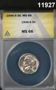 1946 S JEFFERSON NICKEL PL SURFACES ANACS CERTIFIED MS66 FLASHY! #11927