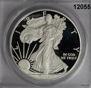 2012 S REVERSE PROOF SILVER EAGLE ANACS CERTIFIED DCAM 1ST STRIKE SET #12055