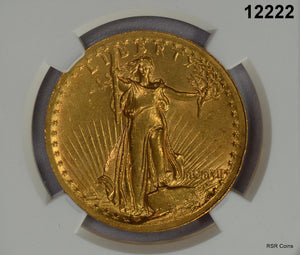 1907 $20 HIGH RELIEF ST. GAUDENS GOLD WIRE EDGE NGC CERTIFIED AU58+ RARE! #12222