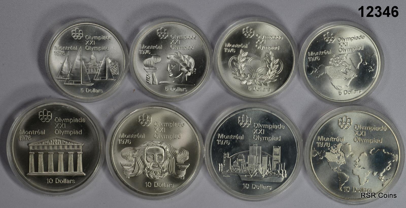 CANADA 4 $10 4 $5 GEM BU STERLING SILVER COIN SET IN CAPSULES OVER 9OZ!! #12346