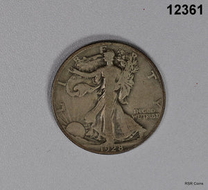 1928 S WALKING LIBERTY HALF FINE! SCARCE! 90% SILVER! #12361