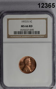 1972 S LINCOLN CENT NGC CERTIFIED MS66 RD FLASHY RED!! #12365