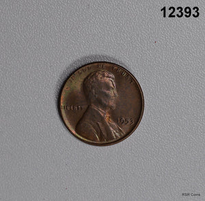 1953 LINCOLN CENT CHOICE BU 2-SIDED RAINBOW!! #12393