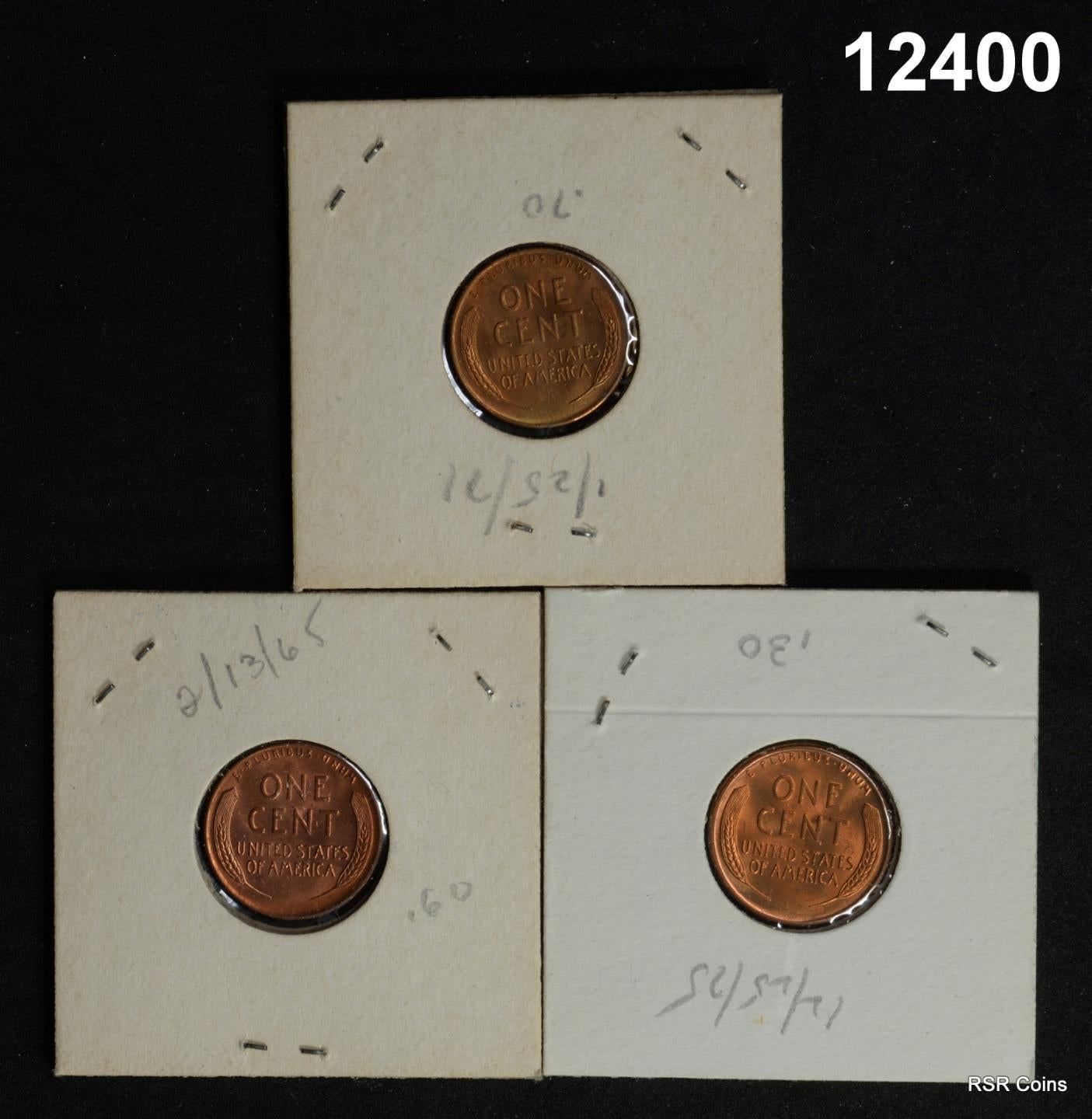 1948 P-D-S CHOICE BU LINCOLN CENT RED 3 COIN SET! #12400