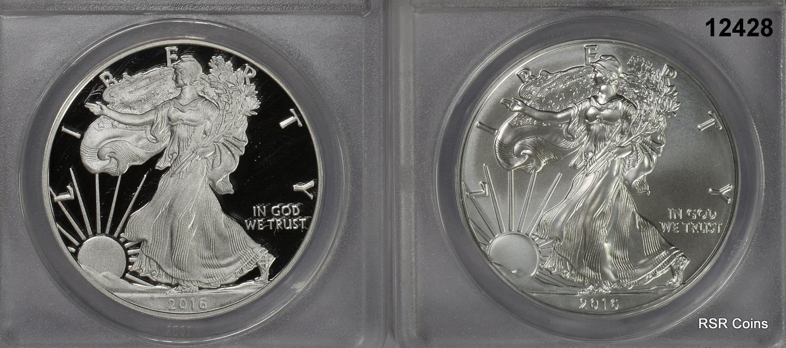 2016 W 30TH ANN SILVER EAGLE 2 COIN SET ANACS CERTIFIED LETTERED EDGE #12428