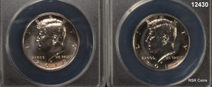 2014 P & D  KENNEDY HALF ANACS CERTIFIED SP69 2 COIN SET 50TH ANNIVERSARY #12430