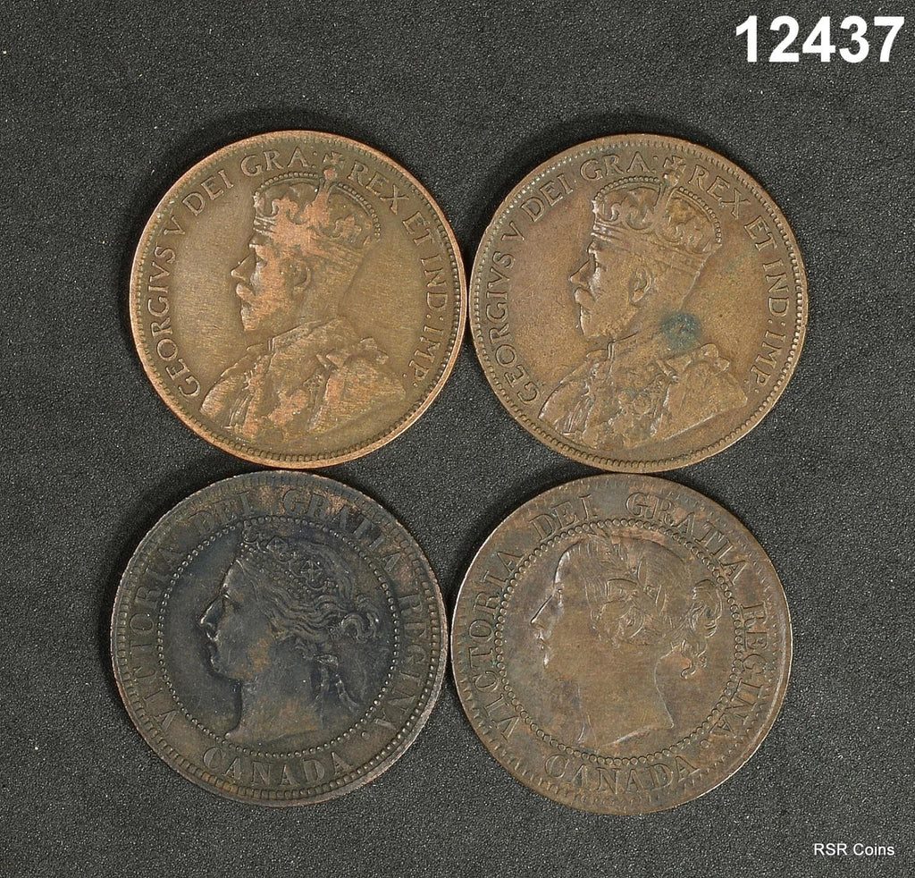 4 CANADIAN LARGE CENT LOT: 1901, 1859, 1912, 1916 VG-VF+! #12437