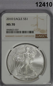 2010 SILVER EAGLE NGC CERTIFIED MS70 PERFECT! #12410