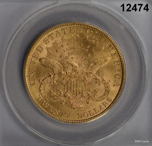 1900 $20 GOLD LIBERTY DOUBLE EAGLE ANACS CERTIFIED MS61 FLASHY! #12474
