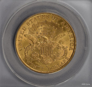 1897 S $20 GOLD LIBERTY DOUBLE EAGLE ANACS CERTIFIED AU58 GREAT LUSTER!! #12477