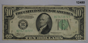 1934 C $10 GREEN SEAL NEW YORK FINE! #12480