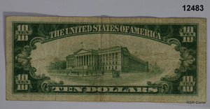 1934 A $10 GREEN SEAL BOSTON FINE! #12483