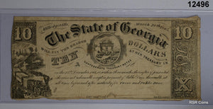 1865 MILLEDGEVILLE THE STATE OF GEORGIA $10 OBSOLETE CURRENCY TRAIN #12496