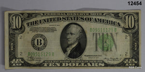 1934 $10 FEDERAL RESERVE NOTE LIGHT GREEN NEW YORK VF! #12454