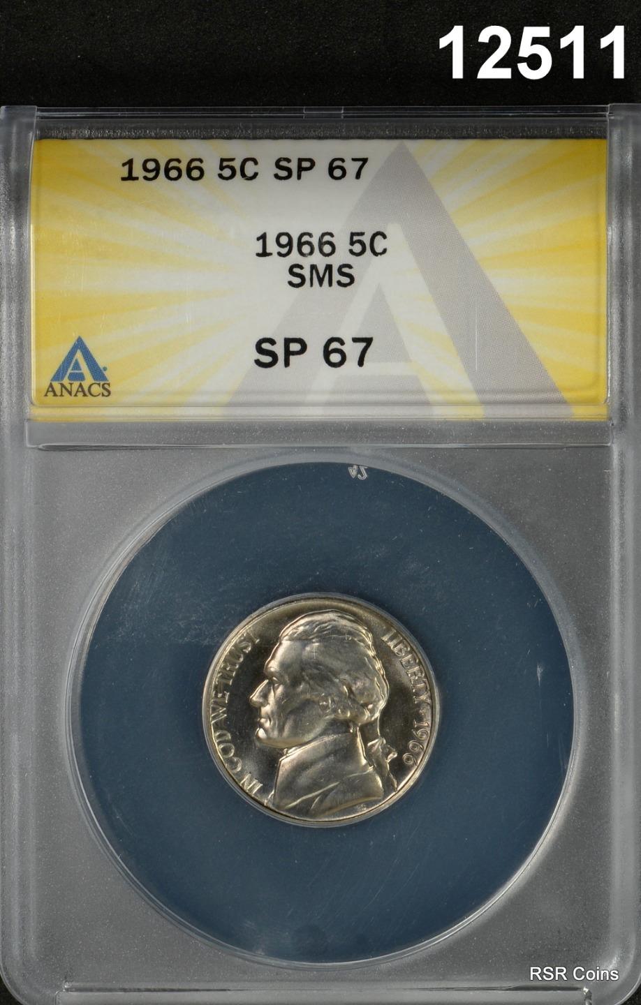 1966 JEFFERSON NICKEL ANACS CERTIFIED SP67 CLOSE TO CAMEO! #12511