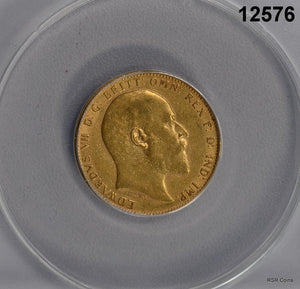 1909 GREAT BRITAIN GOLD SOVEREIGN ANACS CERTIFIED AU50 NICE! #12576