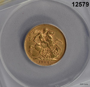 1906 P AUSTRALIA GOLD SOVEREIGN ANACS CERTIFIED EF45 #12579