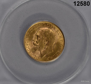 1918 I BRITISH INDIA GOLD SOVEREIGN ANACS CERTIFIED MS65 SCARCE! #12580