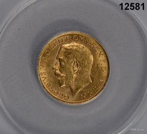 1920 P AISTRALIA 22 CARAT SOVEREIGN GOLD COIN ANACS CERTIFIED MS 62 #12581