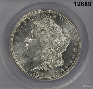 1881 S MORGAN SILVER DOLLAR ANACS CERTIFIED MS62 LOOKS MUCH BETTER SEMI PL#12689