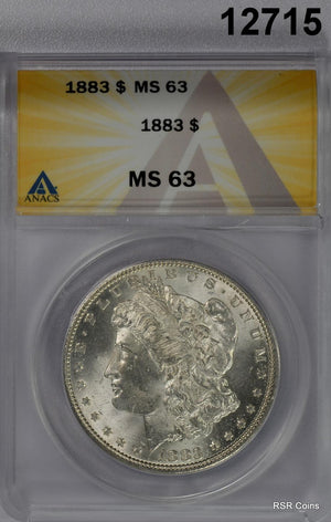 1883 MORGAN SILVER DOLLAR ANACS CERTIFIED MS63 FLASHY! #12715