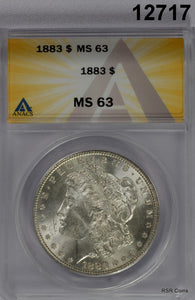 1883 MORGAN SILVER DOLLAR ANACS CERTIFIED MS63 FLASHY! #12717