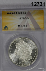 1879 S MORGAN SILVER DOLLAR ANACS CERTIFIED MS64 LOOKS MUCH BETTER GEM! #12731