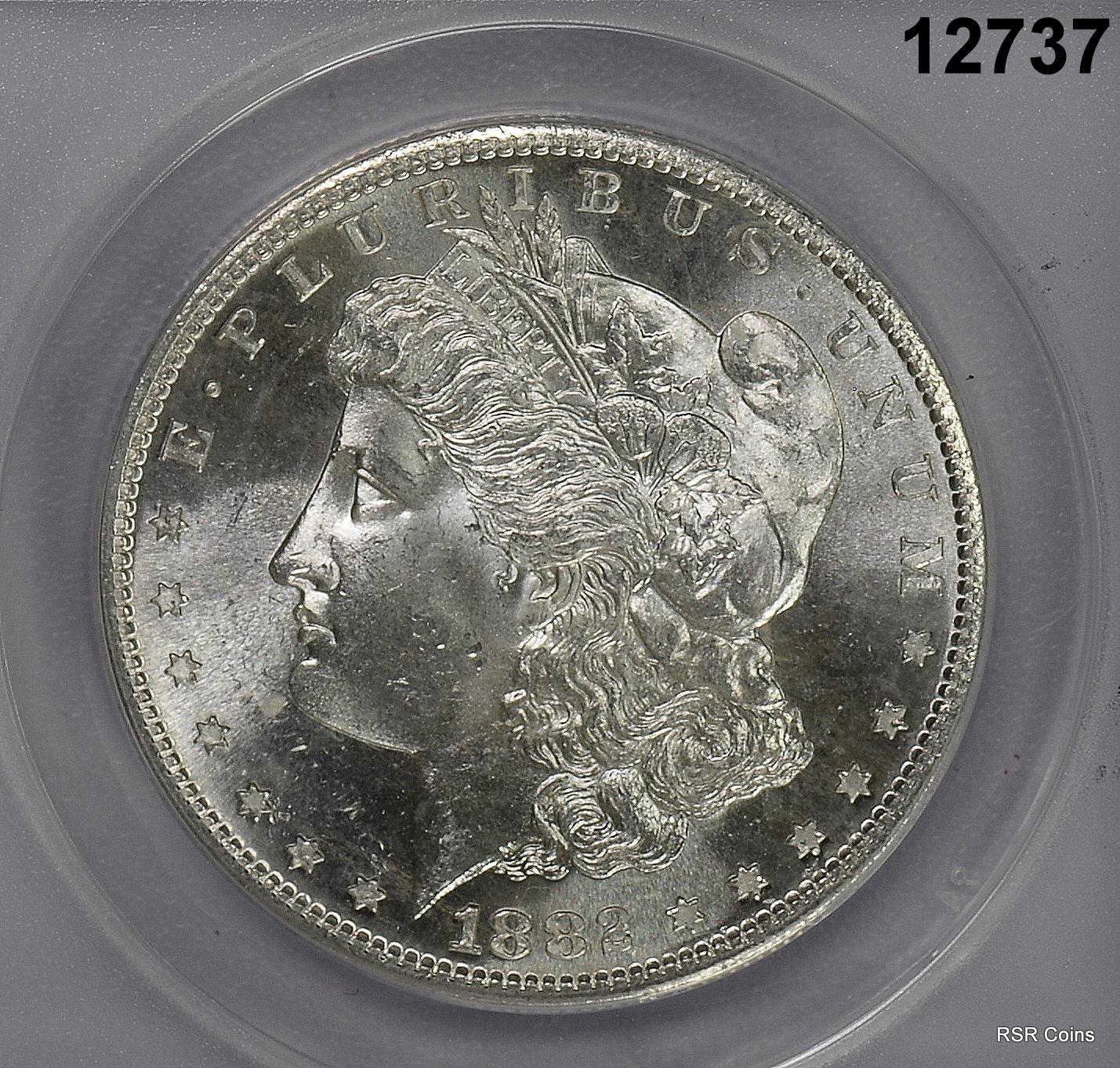 1882 S MORGAN SILVER DOLLAR ANACS CERTIFIED MS63 LOOKS MUCH BETTER FLASHY #12737