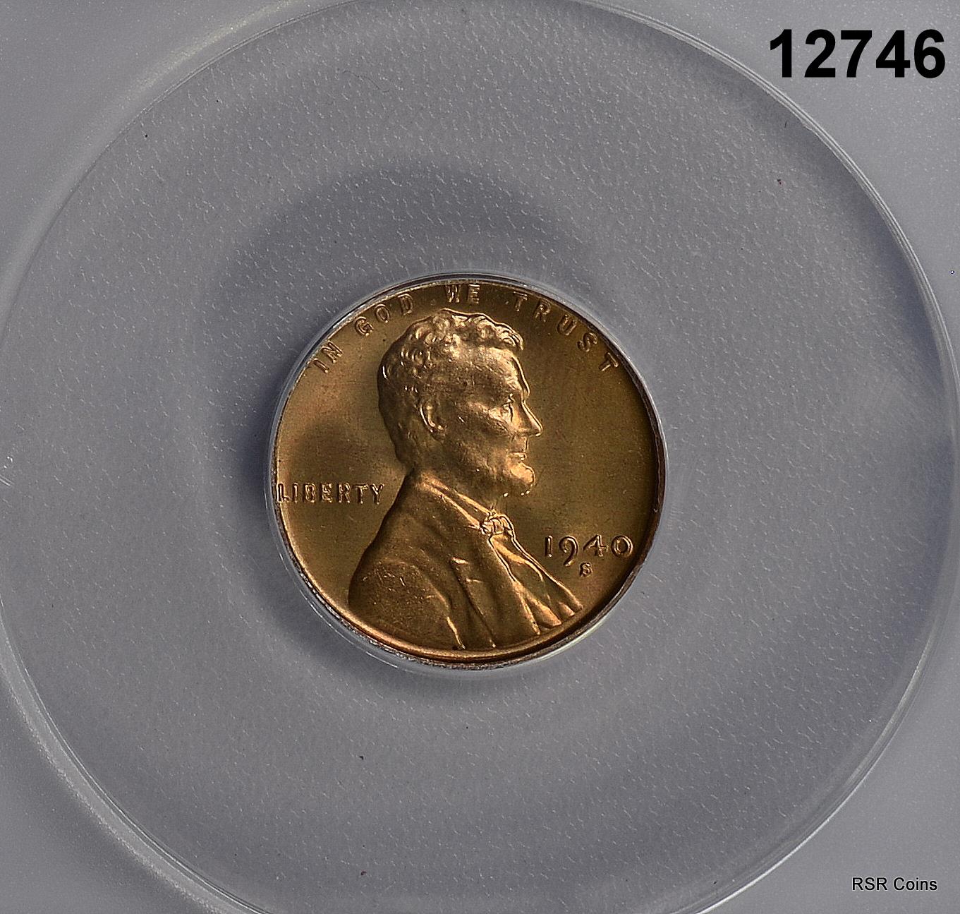 1940 S LINCOLN CENT ANACS CERTIFIED MS64 RD NICE! #12746