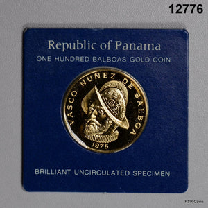 1975 REPUBLIC OF PANAMA 100 BALBOA FRANKLIN MINT SEALED 8.16 G FINE GOLD! #12776