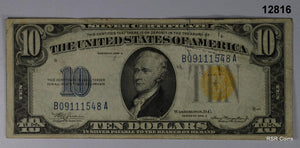 1934 A SILVER CERTIFICATE $10 NORTH AFRICA YELLOW SEAL WWII EMERGENCY NOTE#12816