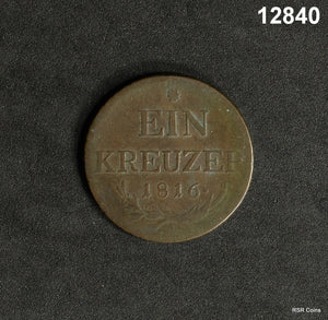 AUSTRIA 1816 A EIN KREUZER VIENNA MINT #12840