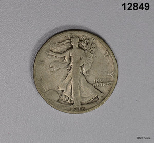 1918 WALKING LIBERTY HALF DOLLAR FINE! #12849