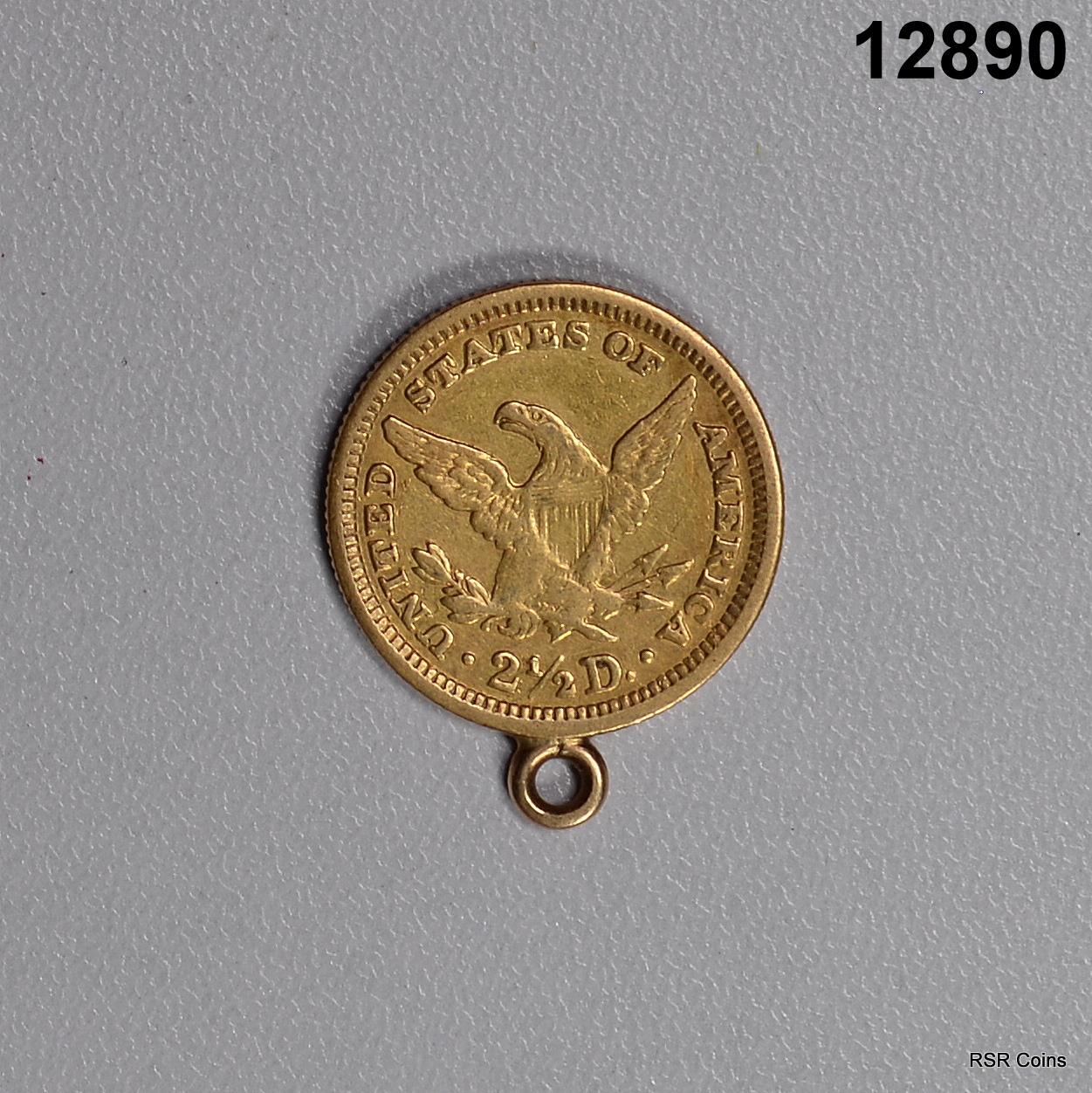 1888 $2.50 GOLD LIBERTY WITH MOUNT ATTACHED XF-RARE MINTAGE: 16,001 #12890