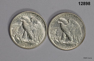 1936 S & 1917 AU WALKING LIBERTY HALF 2 COIN LOT SPOTS #12898
