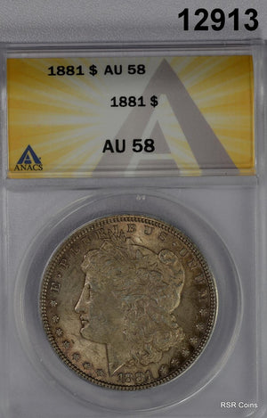 1881 MORGAN SILVER DOLLAR ANACS CERTIFIED AU58 GOLDEN COLOR LOOKS BETTER! #12913