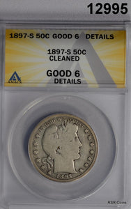 1897 S BARBER HALF ANACS CERTIFIED GOOD 6 CLEANED #12995