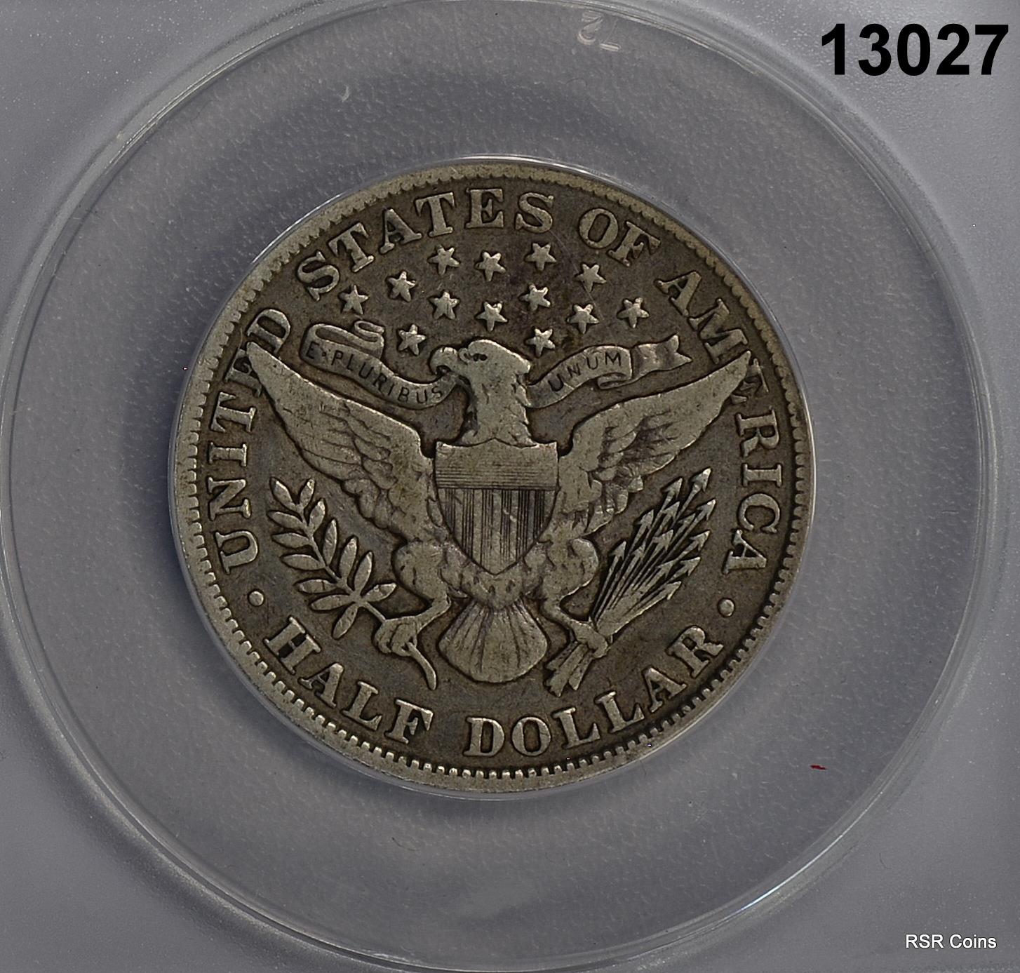 1902 BARBER HALF ANACS CERTIFIED F15 LOOKS BETTER! #13027