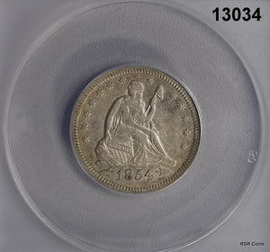 1854 O SEATED QUARTER ANACS CERTIFIED EF40 LOOKS BETTER! #13034