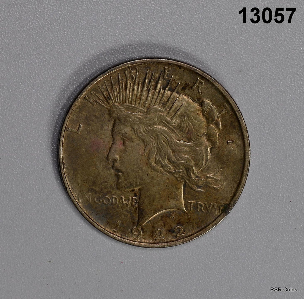 1922 D PEACE SILVER DOLLAR BETTER DATE AU+ TONING! #13057