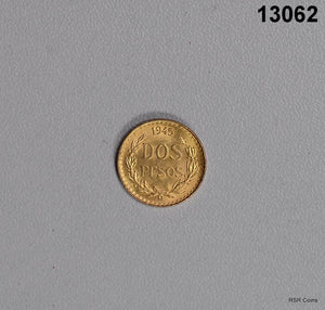 1945 MEXICAN 2 PESOS GOLD COIN .0482 OZ CHOICE BU! #13062