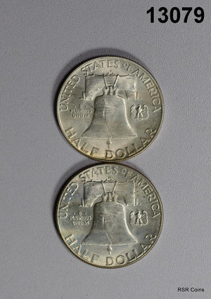 SET OF 2 FRANKLIN HALF DOLLARS BU: 1948D, 1949 D! #13079
