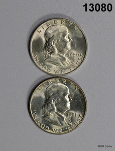 1950 D FRANKLIN HALF & 1951 D FRANKLINS ALL BU!! #13080