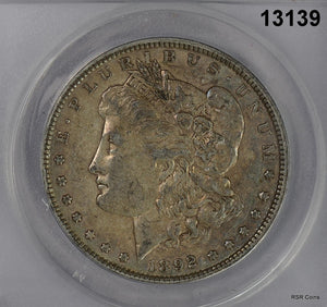 1892 MORGAN SILVER DOLLAR ANACS CERTIFIED EF45 RARE DATE GOLD BLUE! #13139